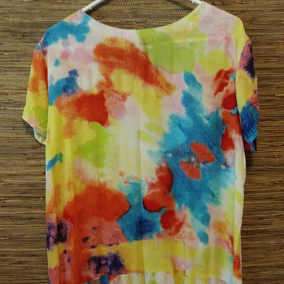 🌈 Sand Spirit Tie-Dye Beach Cover-Up | Boho Ruffle Rayon Dress | size XL - Picture 7 of 9